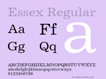 Essex Regular Version 2.00; 2008; Font Sample