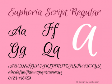 Euphoria Script Regular Version 1.002 Font Sample
