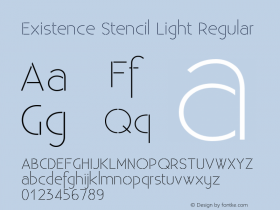 Existence Stencil Light Regular Version 1.001;PS 001.001;Core 1.0.38 Font Sample