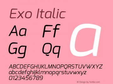 Exo Italic Version 1.00 Font Sample