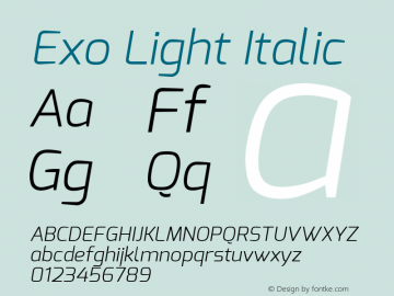 Exo Light Italic Version 1.00图片样张