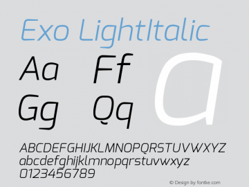 Exo LightItalic Version 1.00图片样张