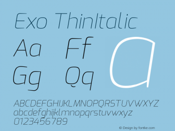 Exo ThinItalic Version 1.00图片样张