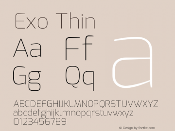 Exo Thin Version 1.00 Font Sample