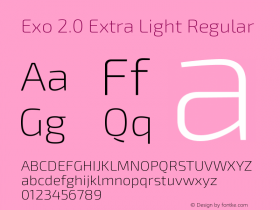 Exo 2.0 Extra Light Regular Version 1.001;PS 001.001;hotconv 1.0.70;makeotf.lib2.5.58329 Font Sample