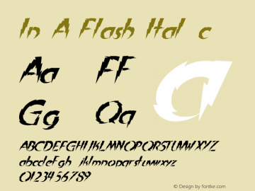 In A Flash Italic Version 2002; 1.0, initial r Font Sample