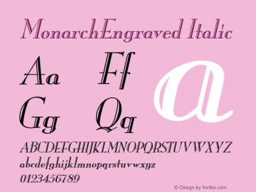 MonarchEngraved Italic The IMSI MasterFonts Collection, tm 1995 IMSI Font Sample