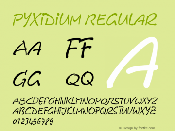 Pyxidium Regular The IMSI MasterFonts Collection, tm 1995, 1996 IMSI (International Microcomputer Software Inc.) Font Sample