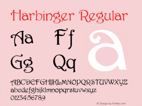 Harbinger Regular Macromedia Fontographer 4.1.5 5/18/98 Font Sample