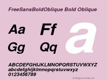 FreeSansBoldOblique Bold Oblique Version 0412.2268 Font Sample