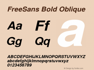 FreeSans Bold Oblique Version 0412.2268 Font Sample