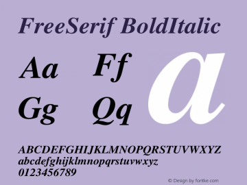 FreeSerif BoldItalic Version $Revision: 1.202 $ Font Sample
