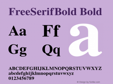 FreeSerifBold Bold Version 0412.2268 Font Sample