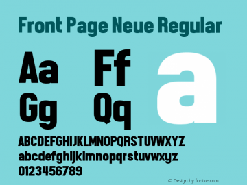 Front Page Neue Regular Version 1.00 March 4, 2015, initial release图片样张