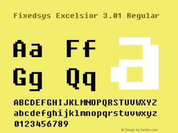 Fixedsys Excelsior 3.01 Regular Version 3.010 2007 Font Sample