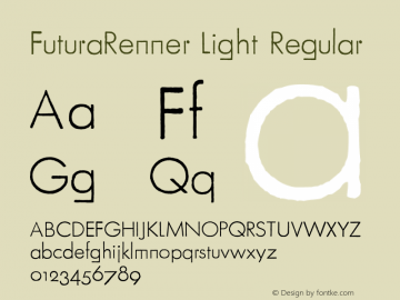 FuturaRenner Light Regular Version 1.001;PS 001.001;hotconv 1.0.70;makeotf.lib2.5.58329 Font Sample