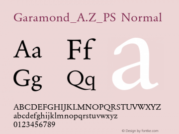 Garamond_A.Z_PS Normal 001.000 Font Sample