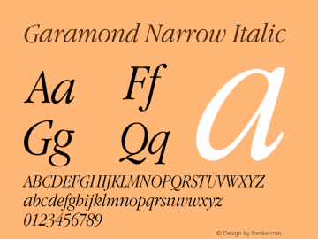 Garamond Narrow Italic 001.022图片样张