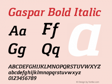 Gaspar Bold Italic Version 1.000 2012 initial release Font Sample