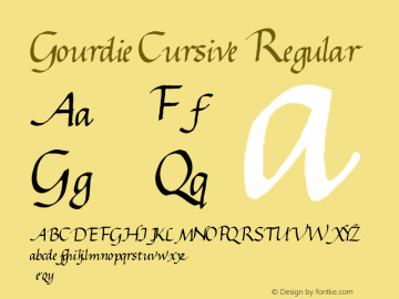 Gourdie Cursive Regular Version 1.0; May 28, 2000图片样张