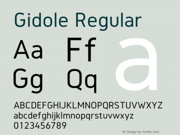 Gidole Regular Version 0.7.1 Font Sample