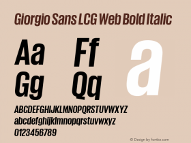 Giorgio Sans LCG Web Bold Italic Version 001.001 2009 Font Sample