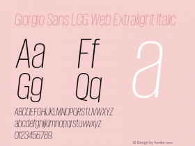 Giorgio Sans LCG Web Extralight Italic Version None 2012图片样张