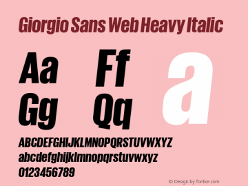 Giorgio Sans Web Heavy Italic Version 1.001 2012图片样张
