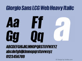 Giorgio Sans LCG Web Heavy Italic Version 1.001 2012 Font Sample