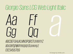 Giorgio Sans LCG Web Light Italic Version None 2012 Font Sample