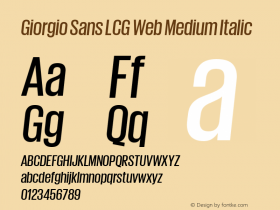 Giorgio Sans LCG Web Medium Italic Version 001.001 2009图片样张