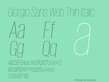 Giorgio Sans Web Thin Italic Version None 2012 Font Sample