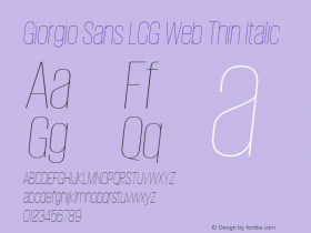 Giorgio Sans LCG Web Thin Italic Version None 2012 Font Sample