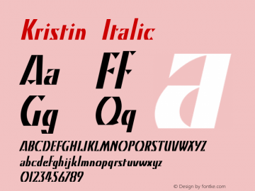 Kristin Italic The IMSI MasterFonts Collection, tm 1995 IMSI Font Sample