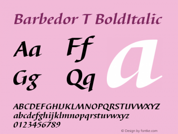 Barbedor T BoldItalic Version 001.005 Font Sample