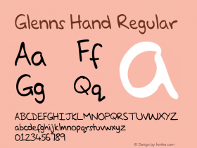 Glenns Hand Regular Version 1.0 Font Sample