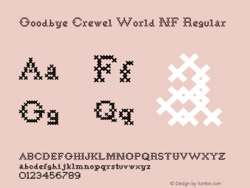 Goodbye Crewel World NF Regular Version 1.000 2005 initial release Font Sample