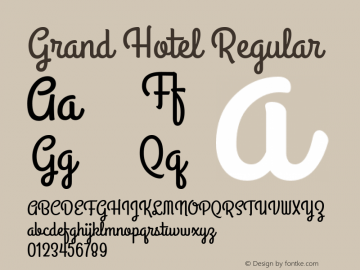 Grand Hotel Regular Version 001.000 Font Sample