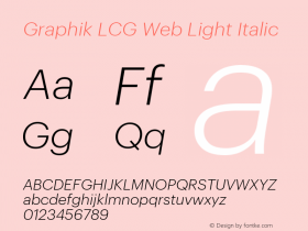 Graphik LCG Web Light Italic Version 001.000 2009图片样张