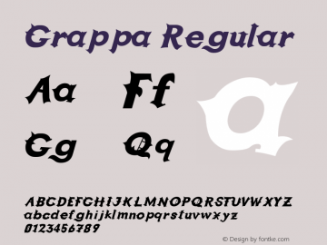 Grappa Regular Macromedia Fontographer 4.1.5 30/3/04 Font Sample