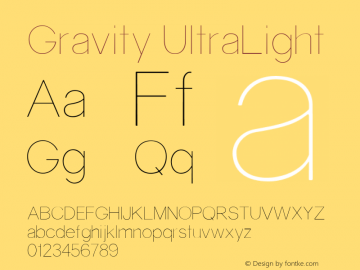 Gravity UltraLight 1 Font Sample