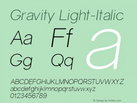 Gravity Light-Italic 1 Font Sample