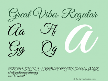 Great Vibes Regular Version 1.001 Font Sample