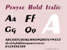 Penyae Bold Italic The IMSI MasterFonts Collection, tm 1995 IMSI Font Sample