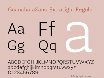 GuanabaraSans-ExtraLight Regular Version 1.001;PS 001.001;hotconv 1.0.70;makeotf.lib2.5.58329 Font Sample
