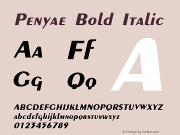 Penyae Bold Italic The IMSI MasterFonts Collection, tm 1995, 1996 IMSI (International Microcomputer Software Inc.) Font Sample