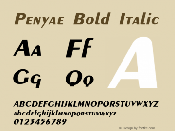 Penyae Bold Italic Weatherly Systems, Inc.  6/13/95 Font Sample