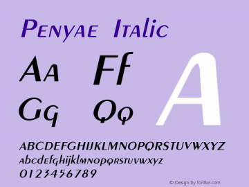 Penyae Italic Weatherly Systems, Inc.  6/13/95 Font Sample