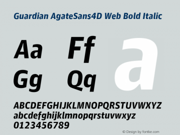 Guardian AgateSans4D Web Bold Italic Version 001.002 2011 Font Sample