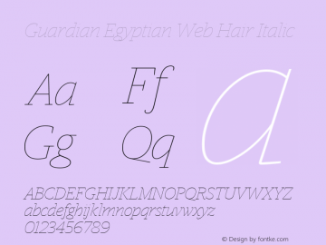 Guardian Egyptian Web Hair Italic Version 001.002 2009图片样张